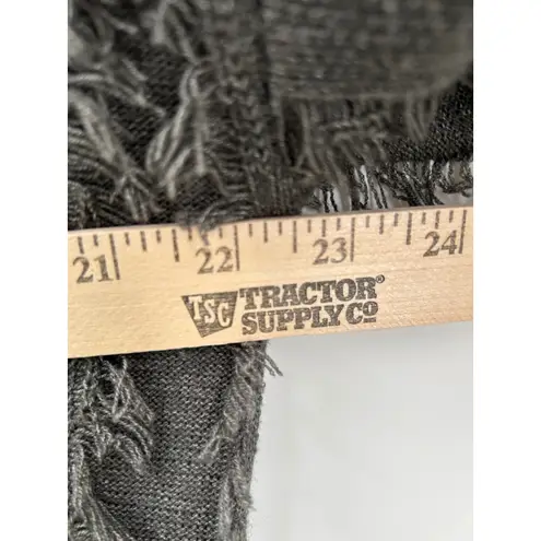 Women's Charcoal Green Boho Grunge Fringe Detail Wool Blend Sweater Size Large Gray
