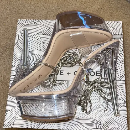 Chase and Chloe Serenity Nude Embellished Pageant Platforms Sandals