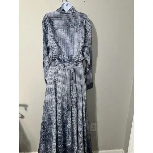 Faith Connexion Sky Stripe Silk Viscose Shirt Dress Suit Set NWT Size M NWT Blue Size M