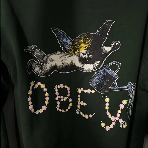 Obey Watering Can 3 Cherub Forest Green Zip Hoodie from 