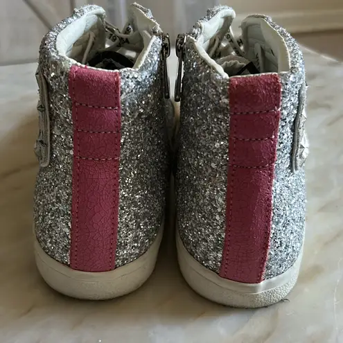 Vintage Havana Womens Ray Glitter High Top Sneakers w/Pink Back Stripe Size 11