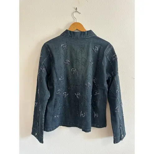 Christopher & Banks Y2K NWT Sparkle Beaded Denim Jacket size Large