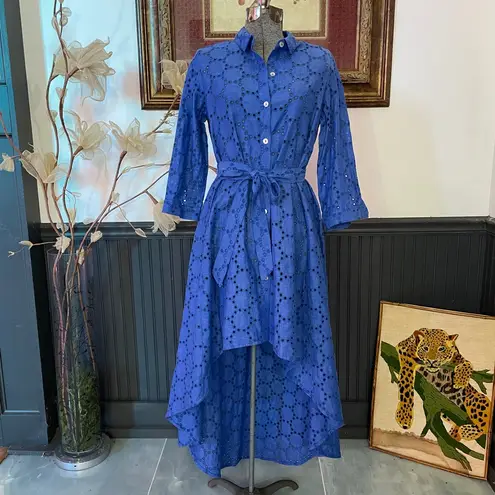 Sartoria Saracena Mamma Mia 100% Linen Eyelet Button Up Shirt Dress