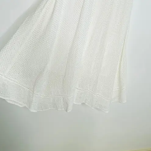 Rebecca Taylor White Netted Eyelet Tie-Waist Cap Sleeve Dress Size 8 Md Coquette