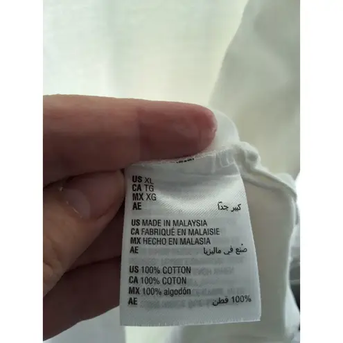 Karen Scott Size XL Embellished V-neck White Long Steeve Casual Top