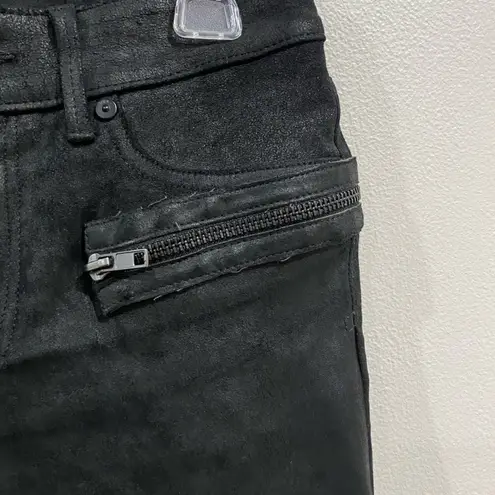 RTA Edgy Biker Rock and Roll Skinny 100% lambskin stretch leather Pants Black Size 24