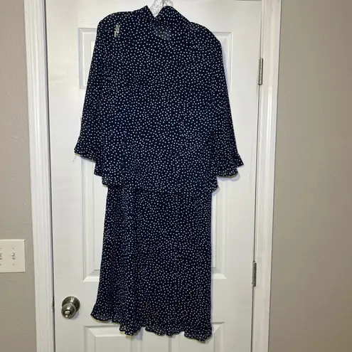 Vintage Appleseeds Blue White polka dot dress jacket women's 12 classic career