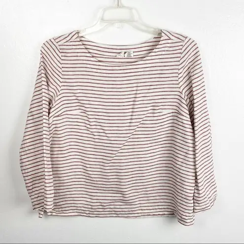 Art Class 100% Linen Striped Long Sleeves Tunic Top, Size Medium