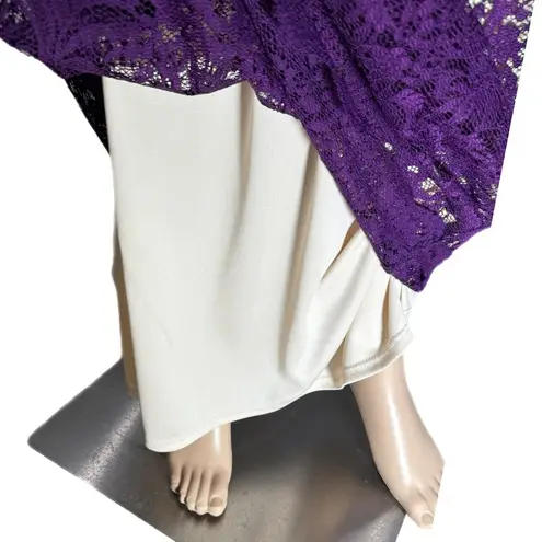 Boutique Yellow Star Womens Plum Lace Nude Maxi Off Shoulder Dress Size M USA MADE