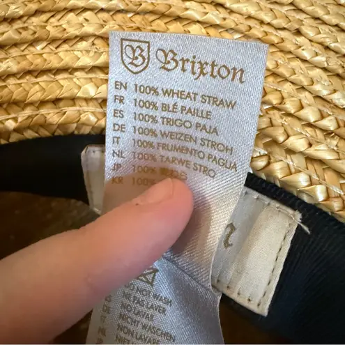 Brixton Straw Boater Hat Women’s Size Small Wide Brim Black Band Summer Tan