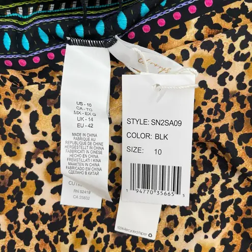 SUNSHINE 79 Rio Swimsuit SZ 10 Reversible One Piece NWT Plunge Tropical Leopard Black