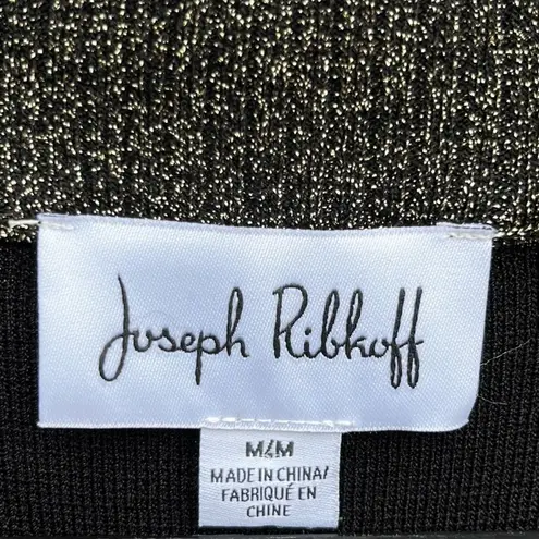 Joseph Ribkoff NWT Black Gold Contrast Trim Knit Long Cardigan Size Medium