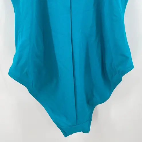 Robin Piccone Ava Swimsuit Size 8 NEW One Piece Blue Knot Plunge Turquoise NWOT