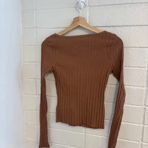 Free People NWOT  Tilly ribbed longsleeve cardigan in tan