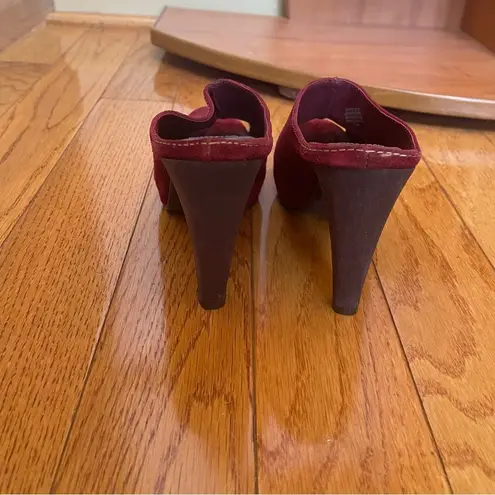 Matisse Empire Wine Burgundy Suede Peep Toe Cone Heel Slip On Mule 7.5M Size 7.5