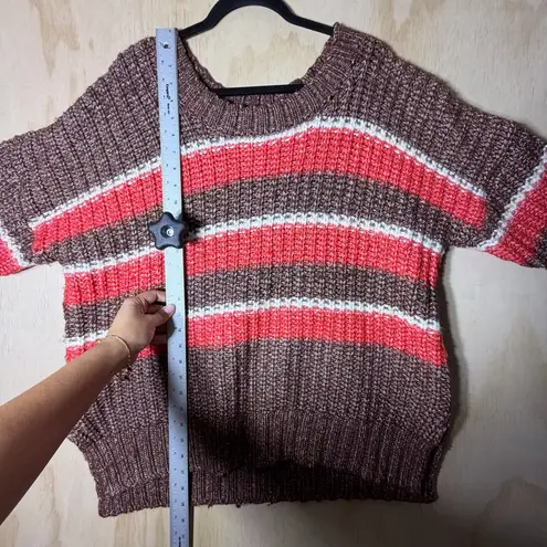 OFFLINE by Aerie Striped Ribbed Knit Crewneck Sweater Women’s Size M Chunky Cozy Brown Size M