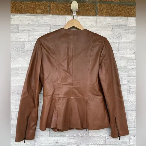 Badgley Mischka
Peplum Leather Jacket in cognac size medium