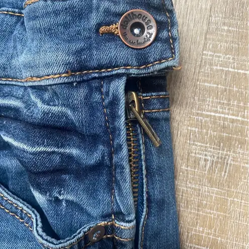 Dollhouse Denim Overalls Sz Large Distressed Coverall Shorts Shortalls Grunge Skater 90s