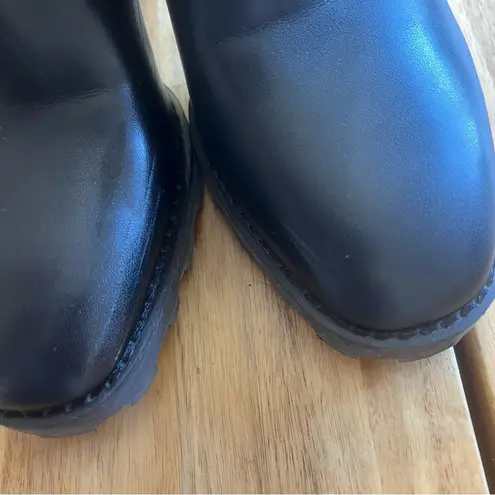 Karl Lagerfeld Paris Black Embossed Logo Block Heel Ankle Boots Women’s 7.5M