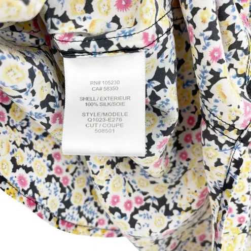 Equipment Femme Micro Floral Print Collarless Blouse Pink Multi in a Size Small