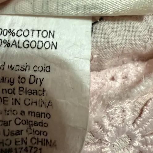 Romantic Pink Floral Appliqué Blouse Cottagecore Vibes Whimsical Scalloped Sz S