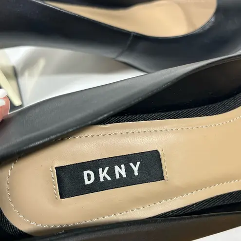 DKNY  ELIE LEATHER WOMENS PUMPS W/GOLD TRIM 3” BLOCK HEEL SZ 10 BLACK NEW