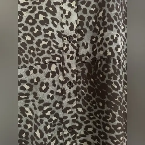 Elan Green & Black Leopard Print Belted Button Front Maxi Dress Size M