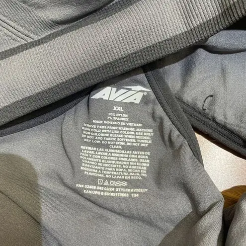 Avia Sports Bra Womens XXL Gray Workout Athletic Racerback Performance Padded