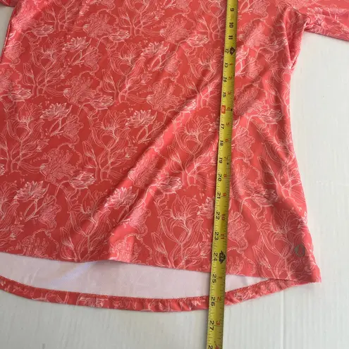 The American Outdoorsman Sz XL Coral Floral Rash guard Long Sleeve Sun Tee Top Orange