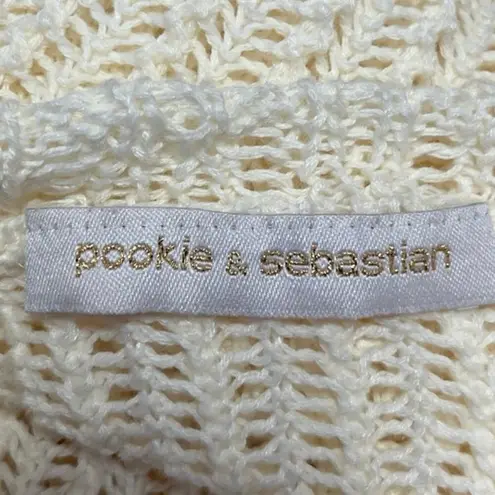 Pookie & Sebastian Cream Knit Crochet Sleeveless Crop Sweater Vest Top Size L - Image 3