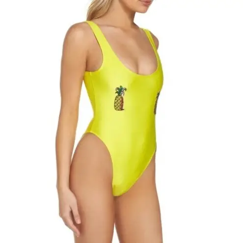 Private Party NEW S M Classic Pineapple Neon One Piece Swimsuit Bathing Suit