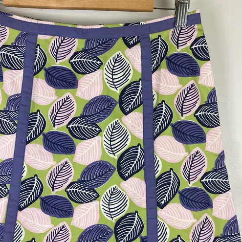 Boden Purple Green Pink Leaf Print Skirt Size 4