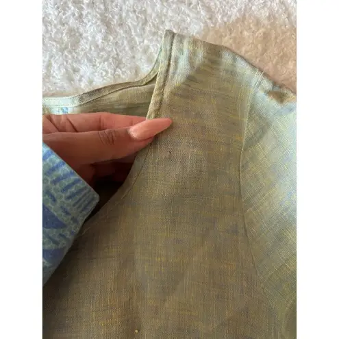 Yuvita Light Green 100% Linen Maxi‎ Dress Size Medium