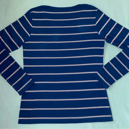 Ellen Tracy COMPANY stripped long sleeve round neck line blue white NEW size XL