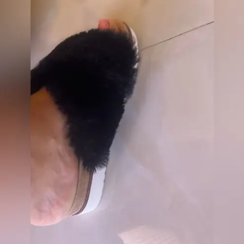 Fur cuddly slippers Sandal Faux Fur Sandal Slides Flip Flop Size 6.5 Unbranded Silver thumbnail 12