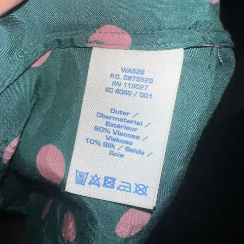 Boden polka dot silk blend button down short sleeve luxe blouse Pink Size 8