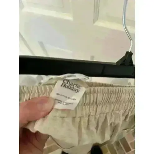 Charlie Holiday Anthropologie Natural Linen Dalia Beach Pants size 2 NWT