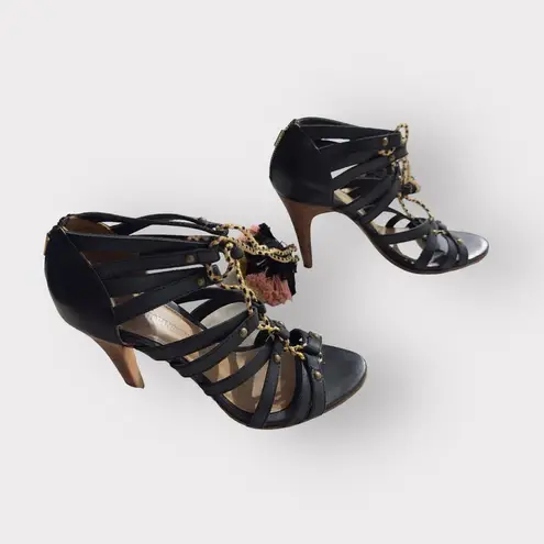 Ulla Johnson Tassel Accent Heels Sandals Women's 37 Black Brown Strappy