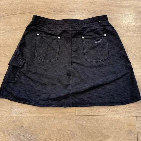 Kuhn Casual Black Cargo Skort Pockets and Built in Shorts Hiking Athletic Golf L Size L