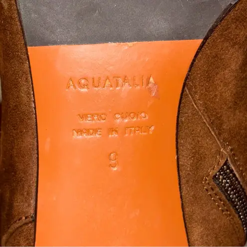 Aquatalia Brown Suede High Heeled Boots Shoes size 9