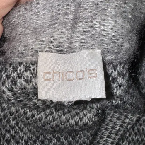 Chico's  Gray Black Patterned Knit Cardigan Sweater Women S‎ Mohair Blend CHIC