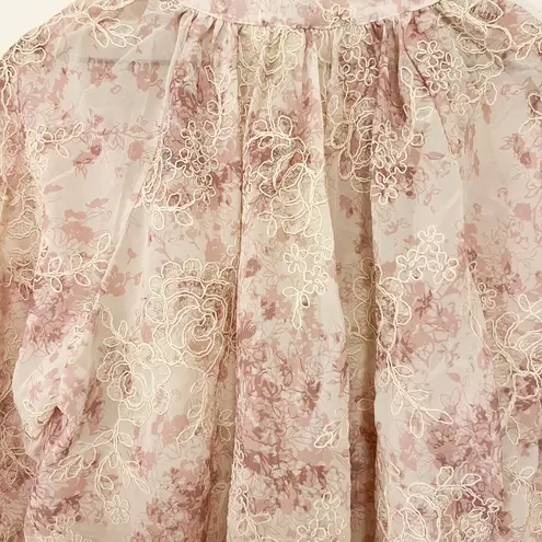 Embroidered Blouse Romantic Dusty Rose Lace