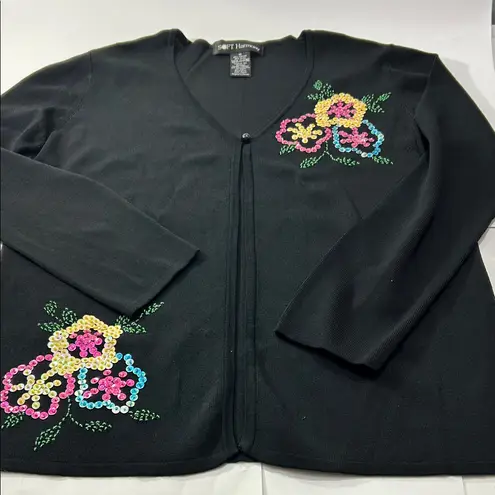 Black Floral Embellished Women's Sweater Size M