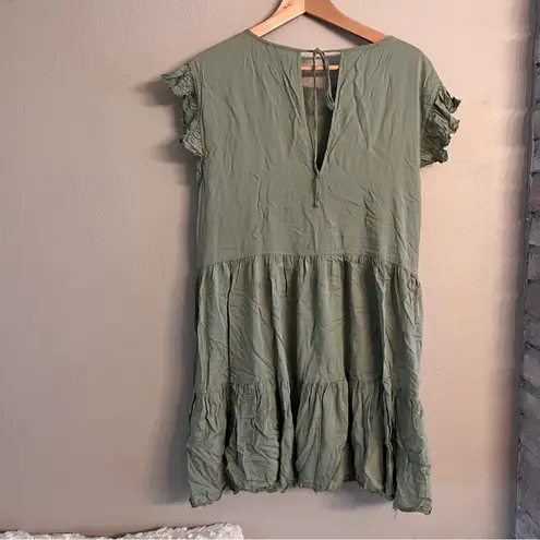 ARITZIA WILFRED Tiered Babydoll Dress Green Size L