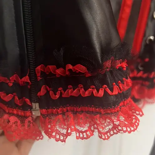 Black &Red Burlesque Moulin Rouge Corset Victorian Ren Faire Corsets Costume Top Red Size M