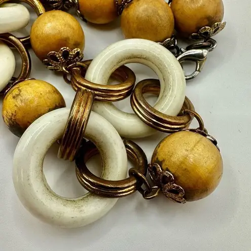 Bisou Bisou brown and white beaded necklace