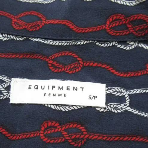 Equipment NWT  Adalyn in Peacoat Nautical Rope Knot Silk Button Down Shirt S