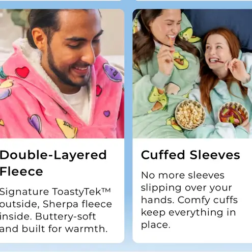 Oodie Original Cozy Blue Penguin Hoodie Blanket size /age 14 and up