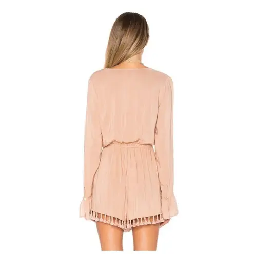 Ale By Alessandra Livia Womens Long Sleeve Romper Tassel V Neck Latte Cream Size