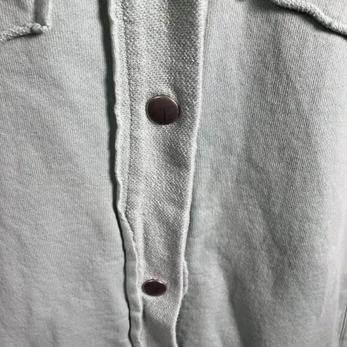 Avec Les Filles Mint Green Jacket Size S Cotton Utility Pocket Button Relaxed